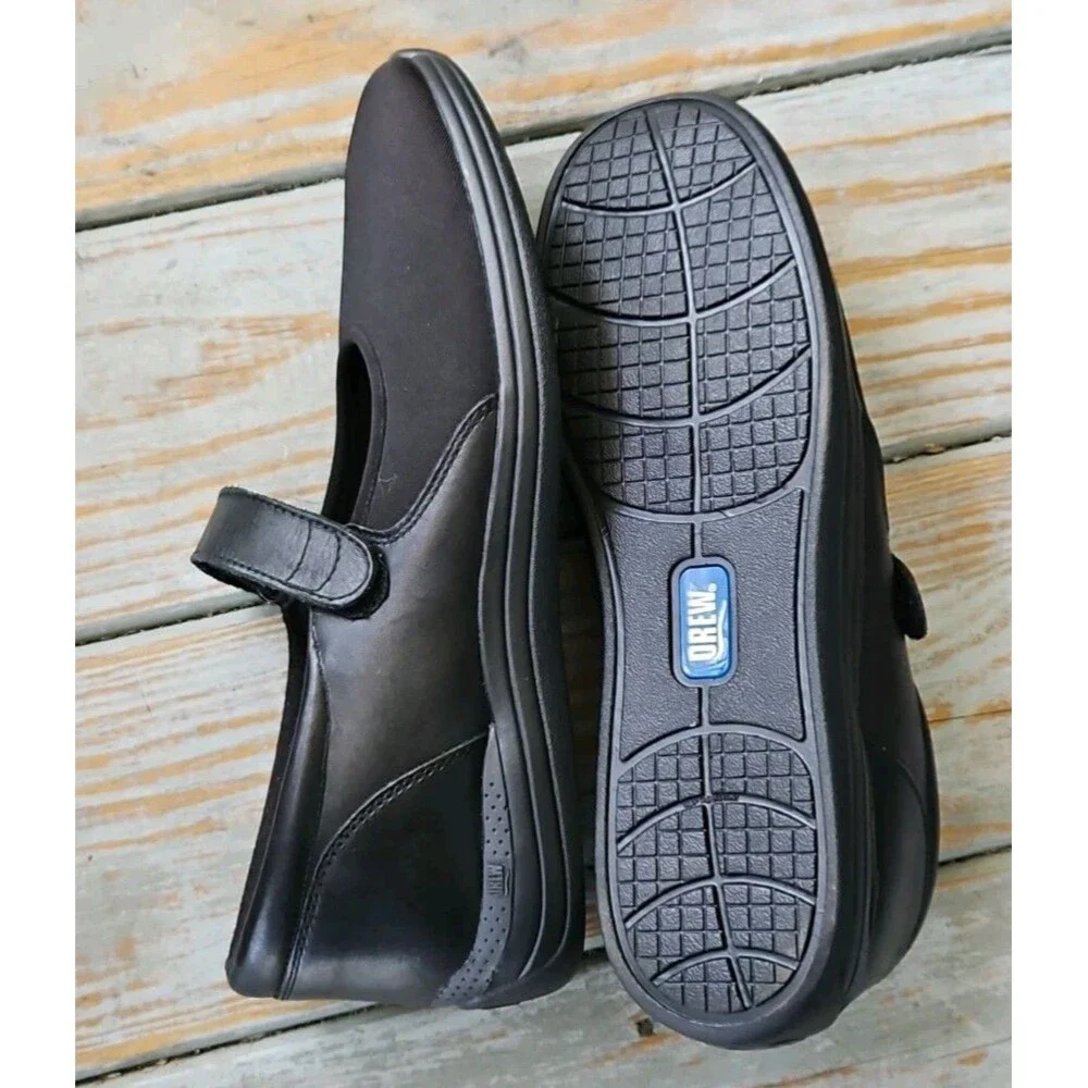 DREW Black Mary Jane Magnolia  Comfort Leather Stretch Ortho Shoes Sz 11.5